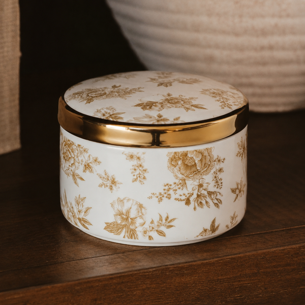 Gold Botanical Bloom Trinket Box