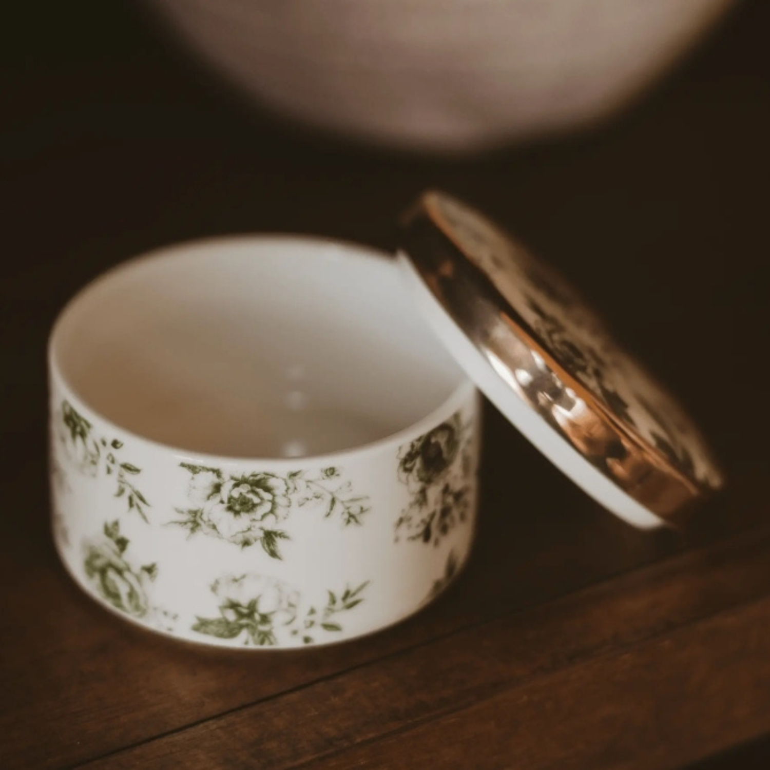 Green Botanical Bloom Trinket Box