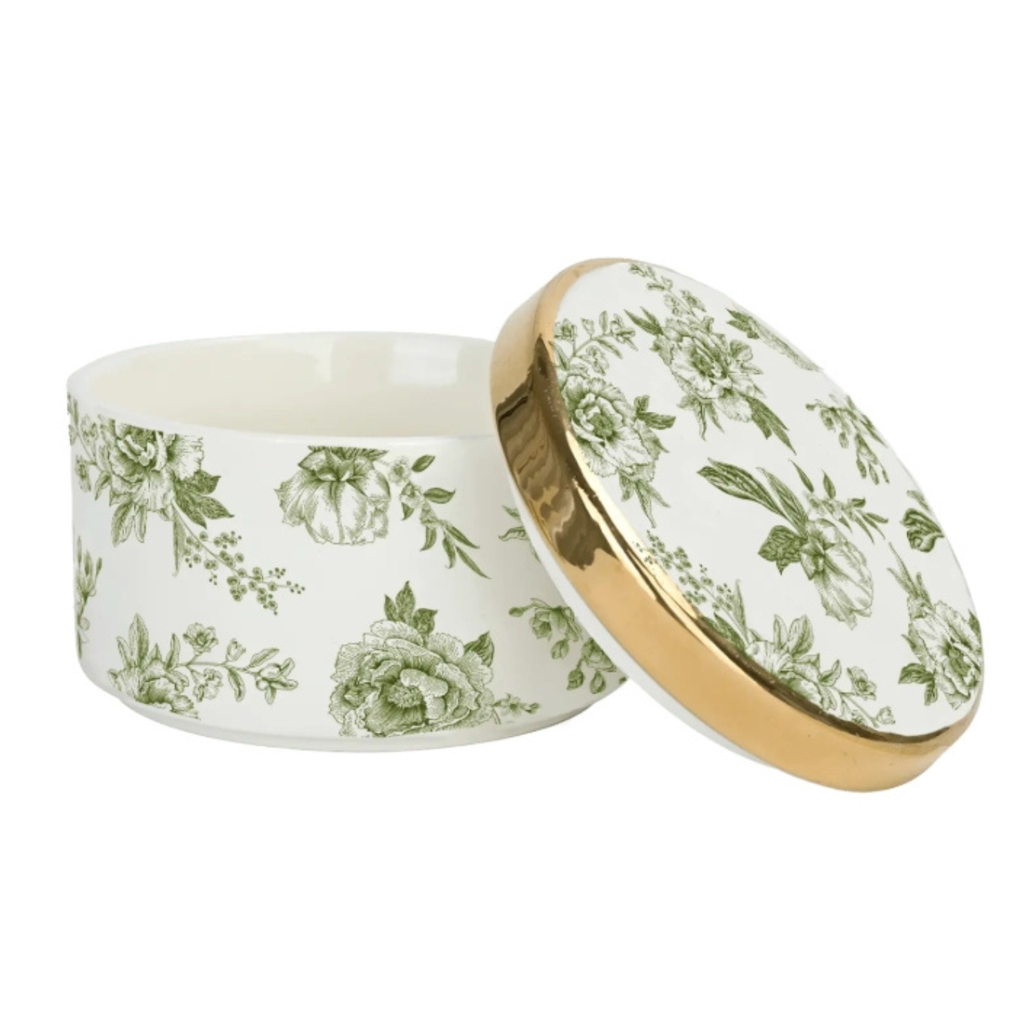 Green Botanical Bloom Trinket Box