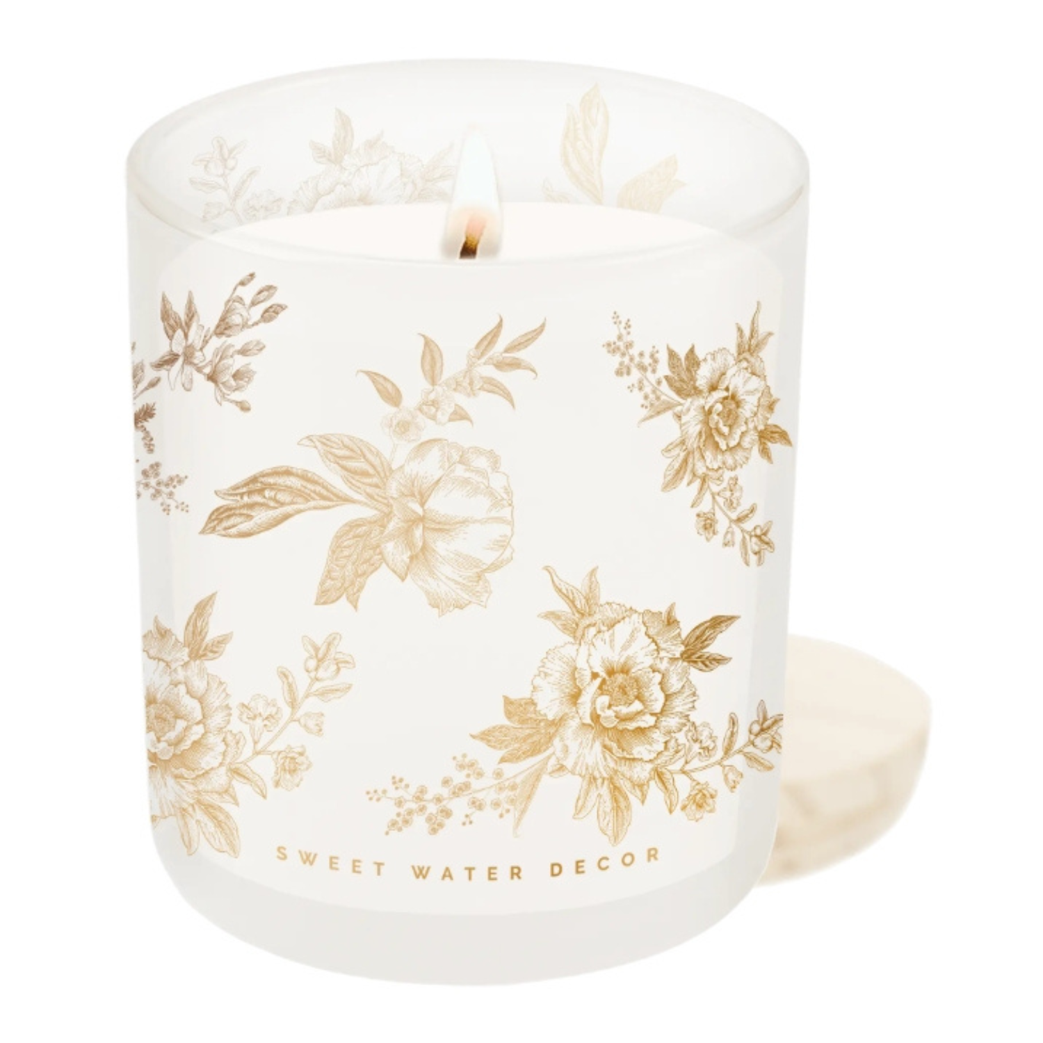 Gold Botanical Bloom 12oz Glass Candle