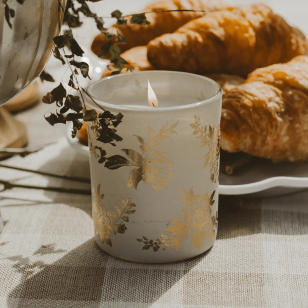 Gold Botanical Bloom 12oz Glass Candle