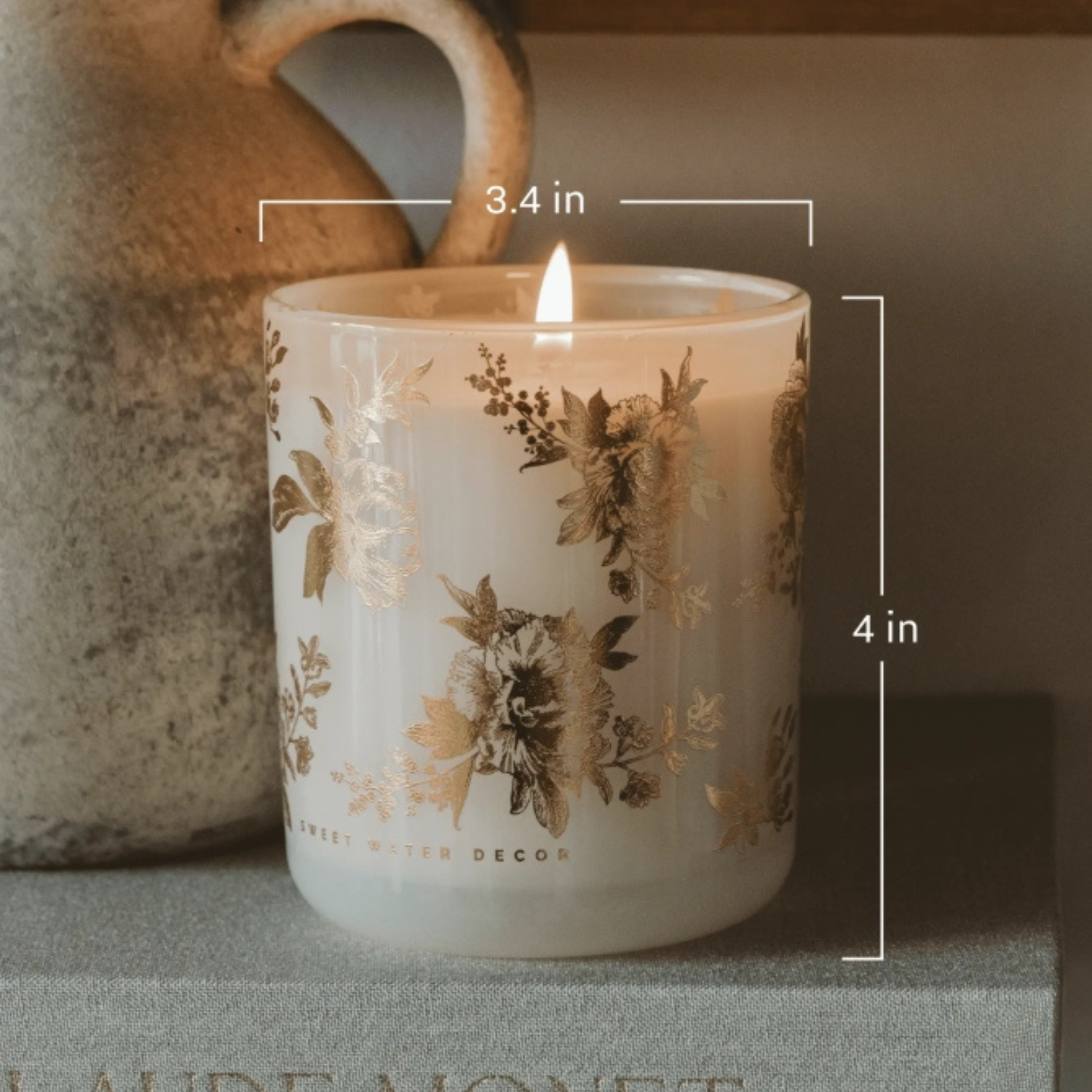 Gold Botanical Bloom 12oz Glass Candle