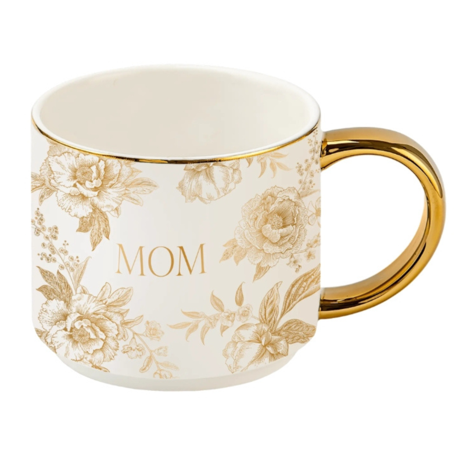 Mom Gold Botanical Bloom Stoneware Mug