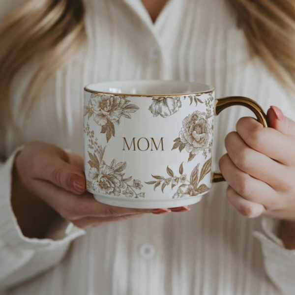 Mom Gold Botanical Bloom Stoneware Mug