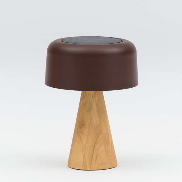 Lumiere Cone Rechargeable/Solar Lamp - Cocoa/Teak
