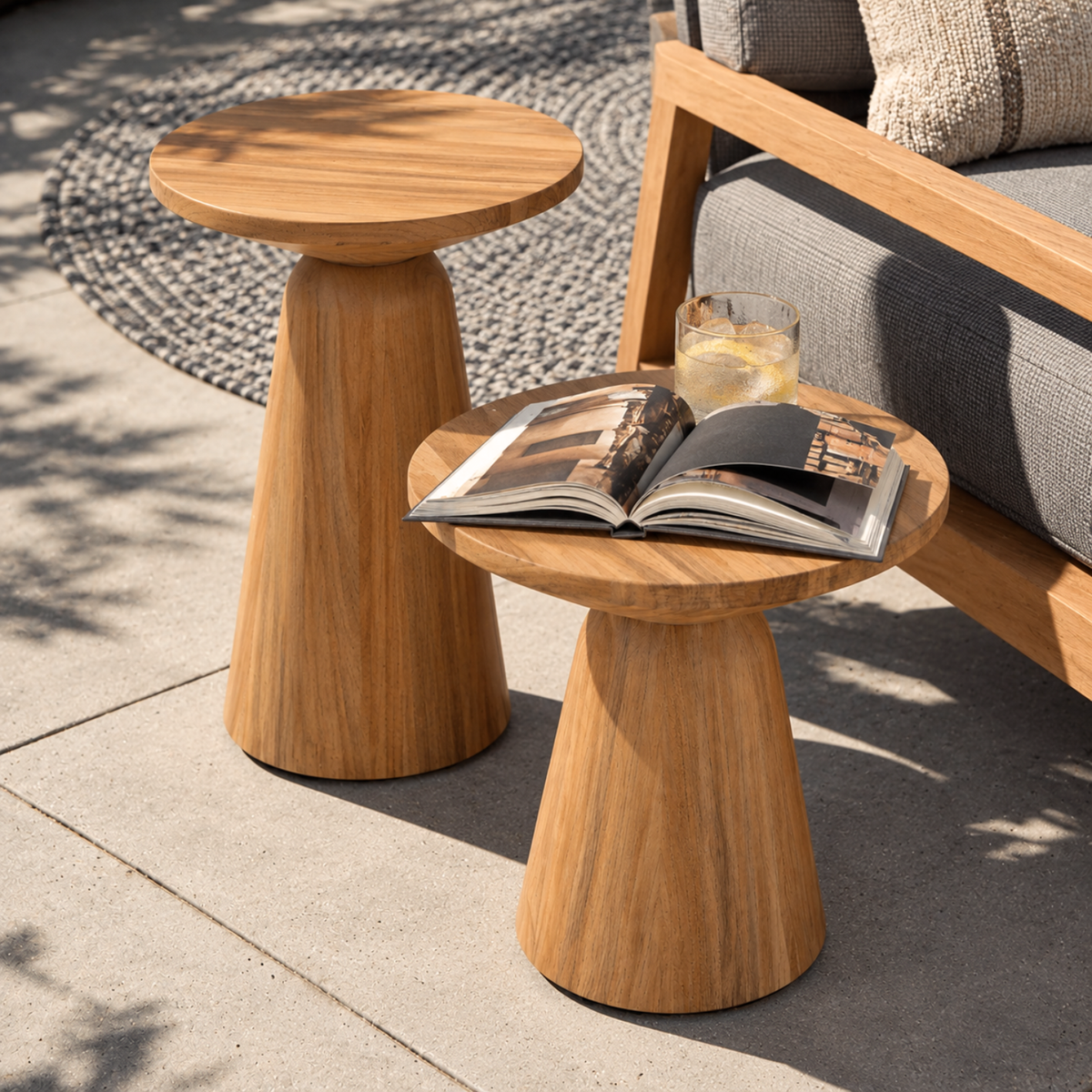 Bowen Teak 12" Round Side Tables
