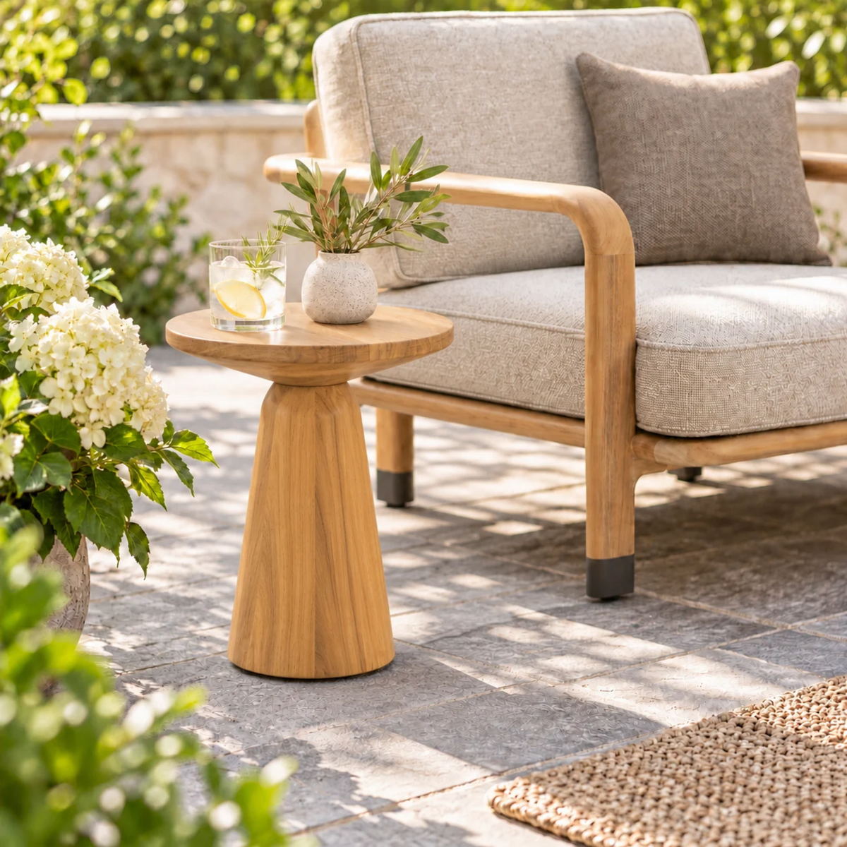 Bowen Teak 12" Round Side Tables