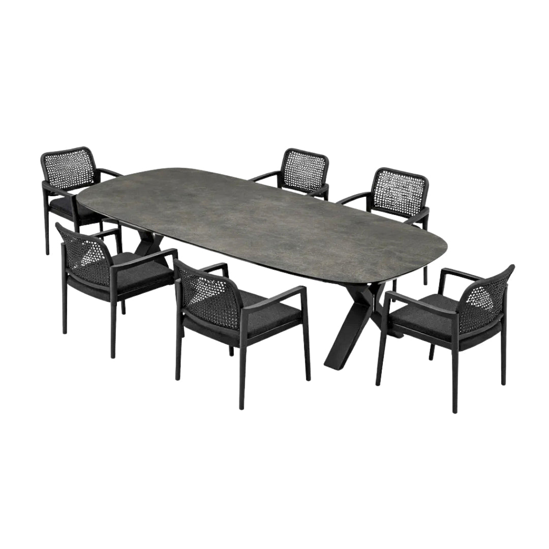 Simcoe Ceramic Outdoor Dining Set - Charcoal