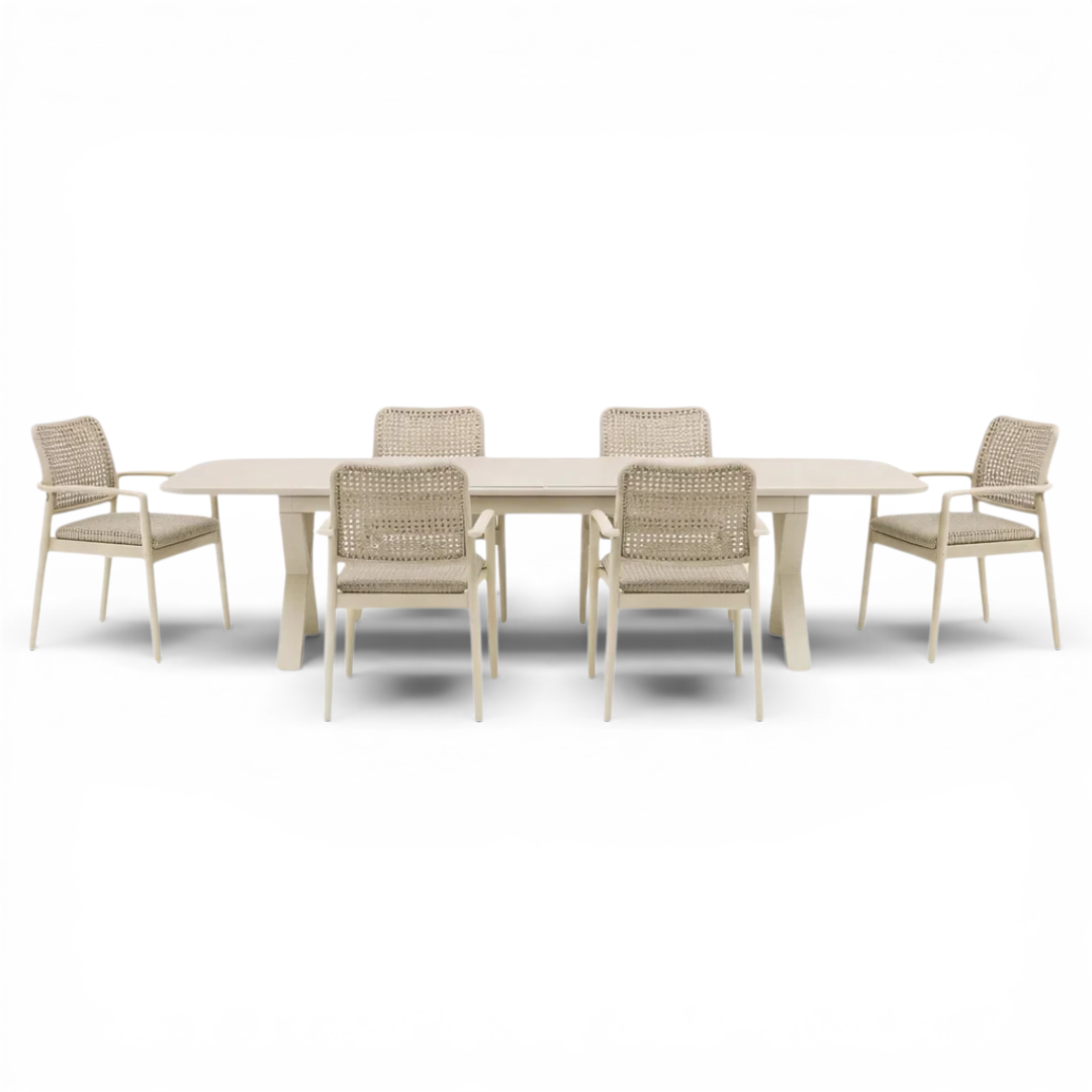 Simcoe Ceramic Outdoor Dining Set - Beige