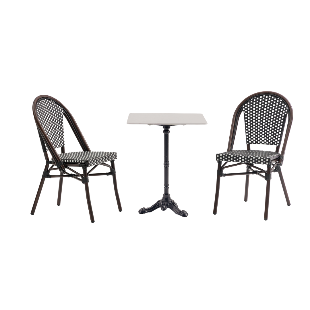 French 24" Square Marble Bistro Table