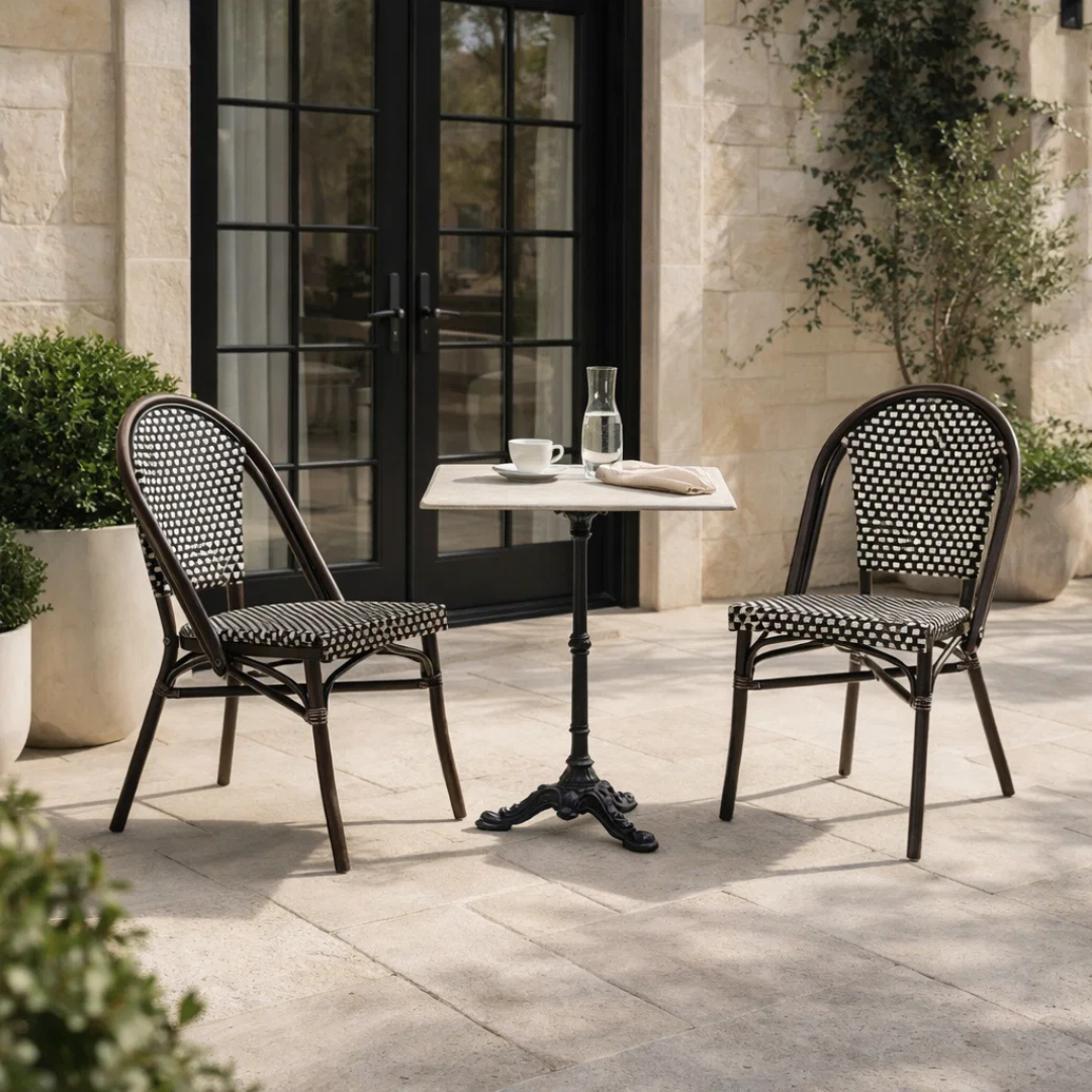 French 24" Square Marble Bistro Table