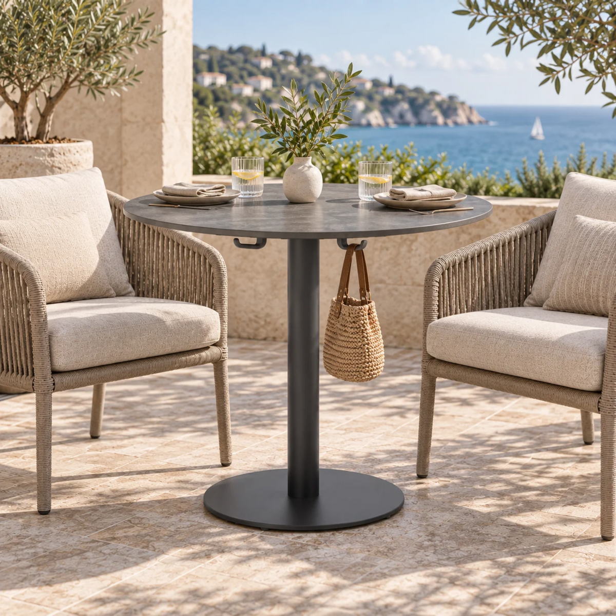 Granby Ceramic Bistro Table - Charcoal