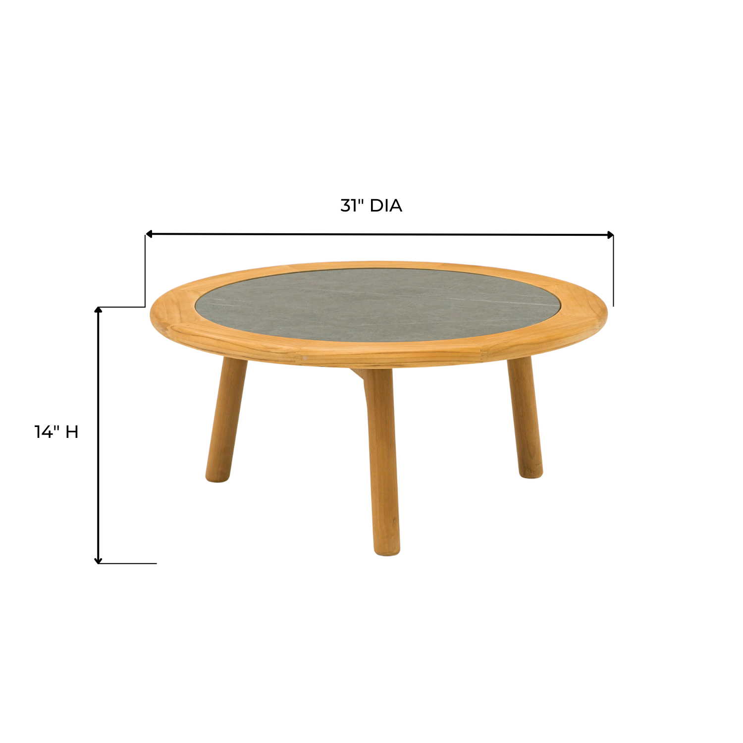 Alta II Teak Coffee Tables with Ceramic Top - Charcoal