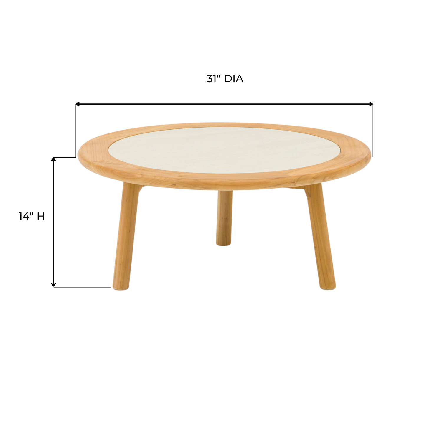 Alta II Teak Coffee Tables with Ceramic Top - Beige