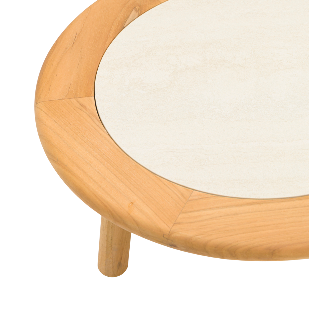 Alta II Teak Coffee Tables with Ceramic Top - Beige