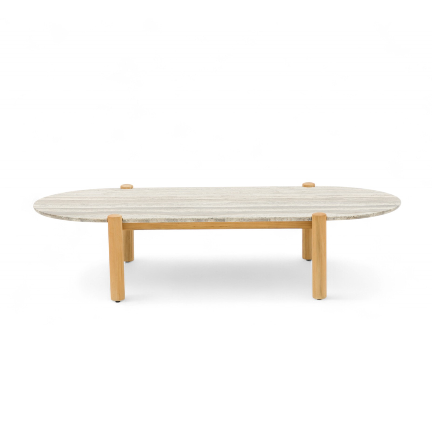Plume Travertine/Teak Coffee Table