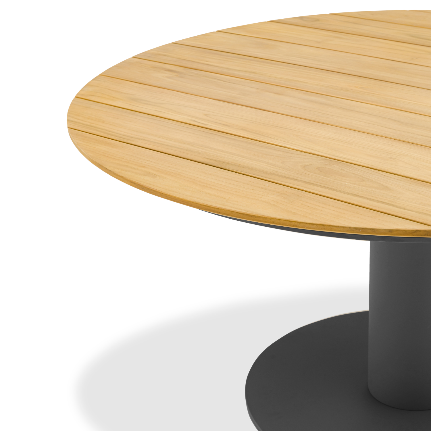 Granby Teak 59" Round Dining Table - Charcoal