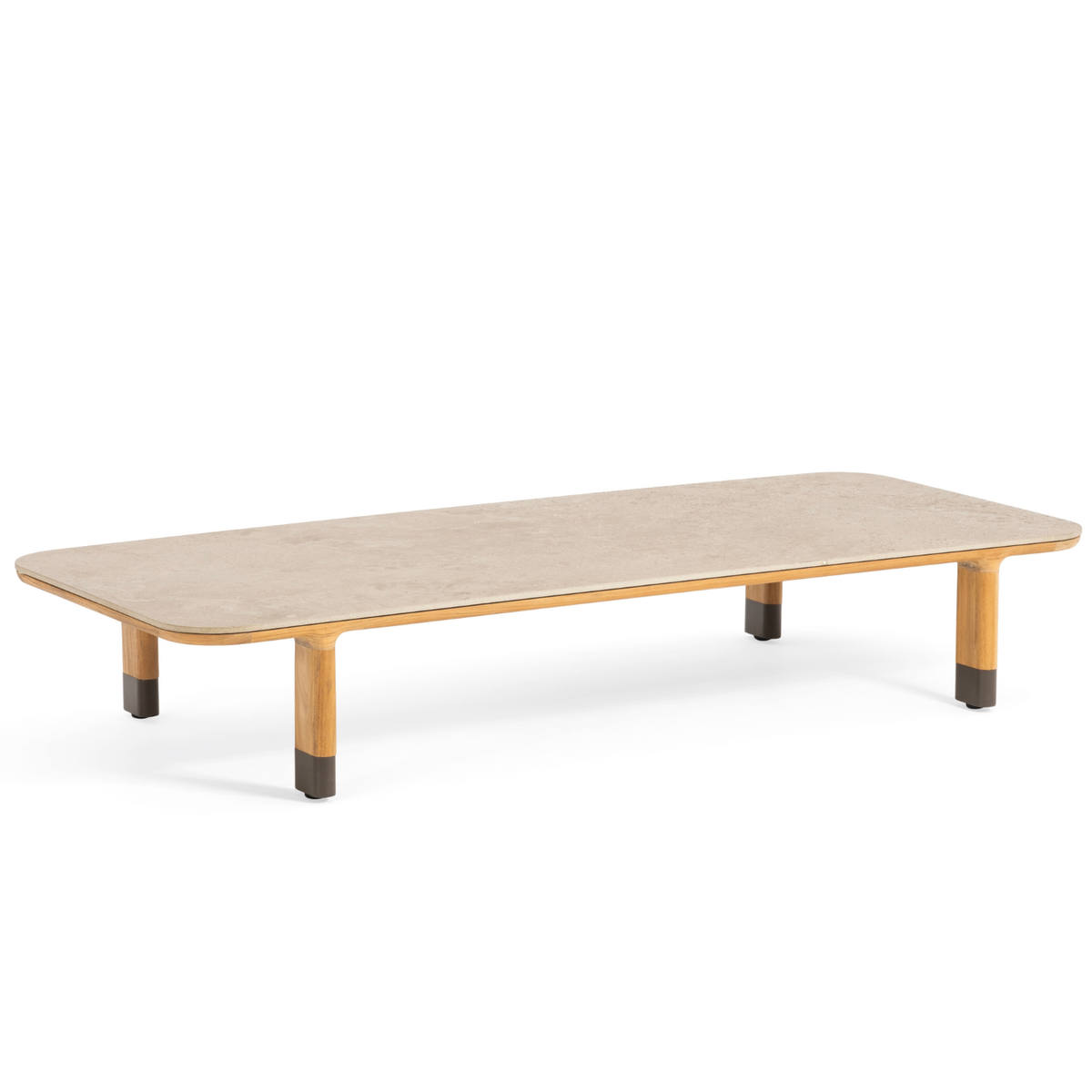 Cypress Teak 63" Rectangular Coffee Table - Sabbia Pana Ceramic Top