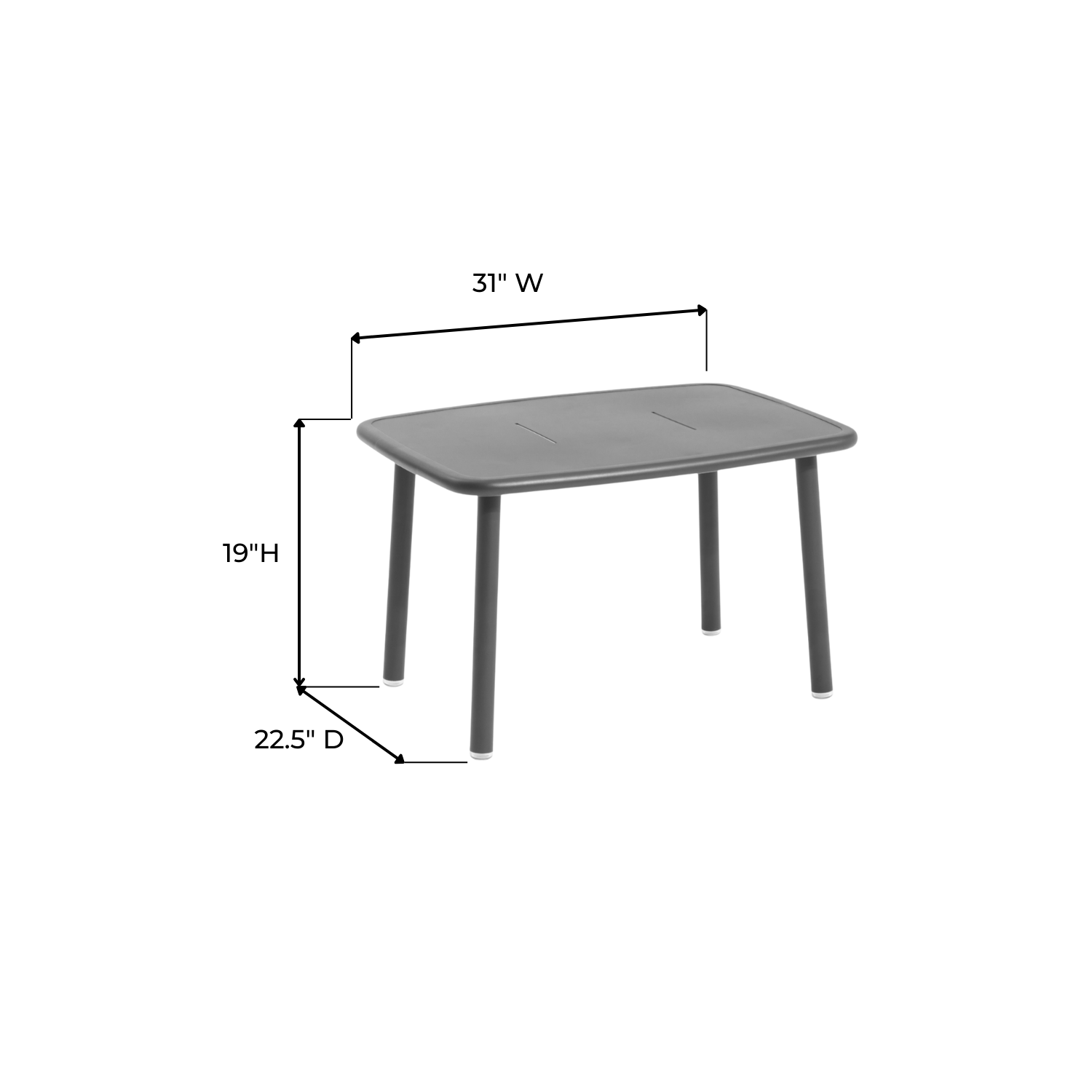 Davenport Kids 3pc Dining Set - Charcoal