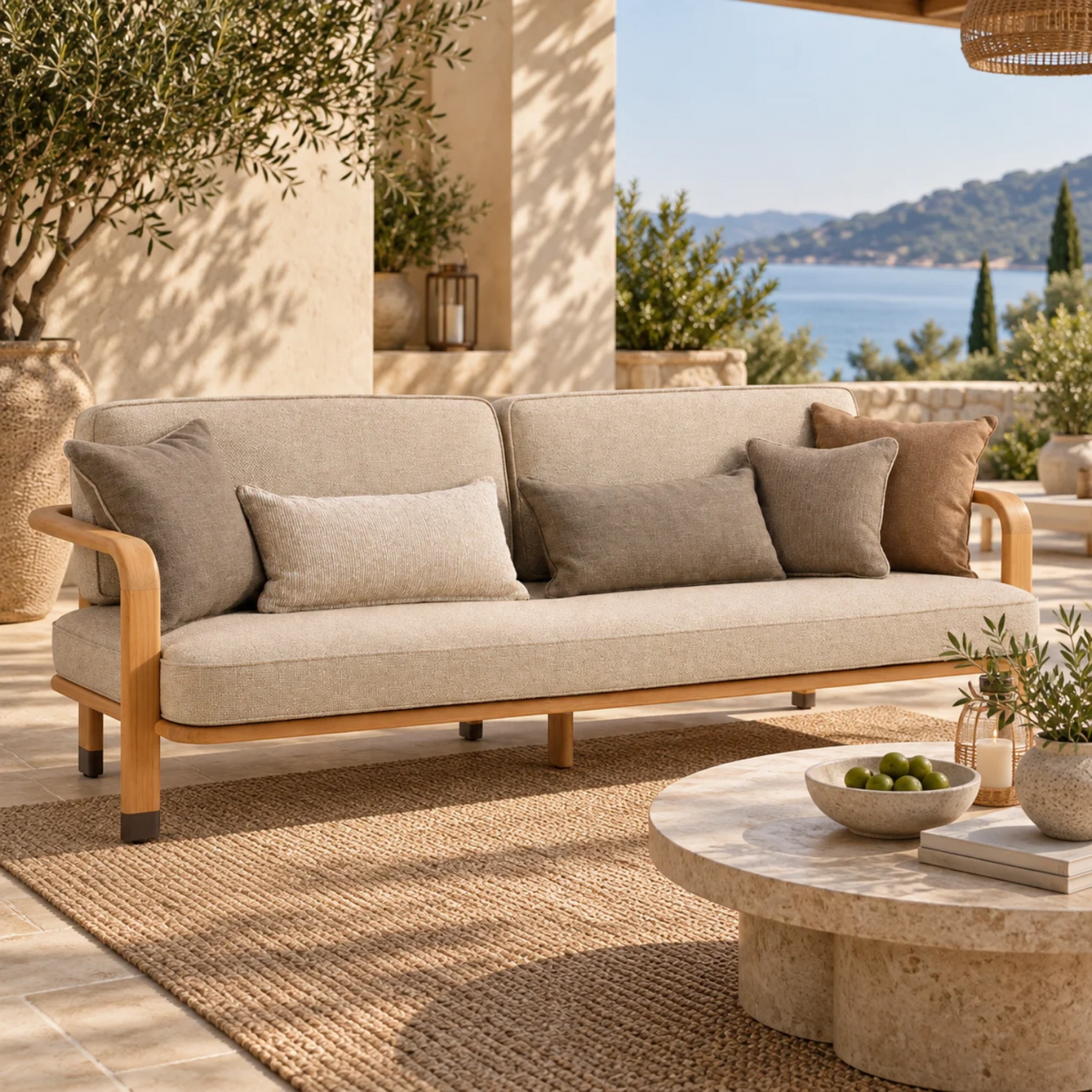 Cypress Teak Sofa - Natural Oatmeal