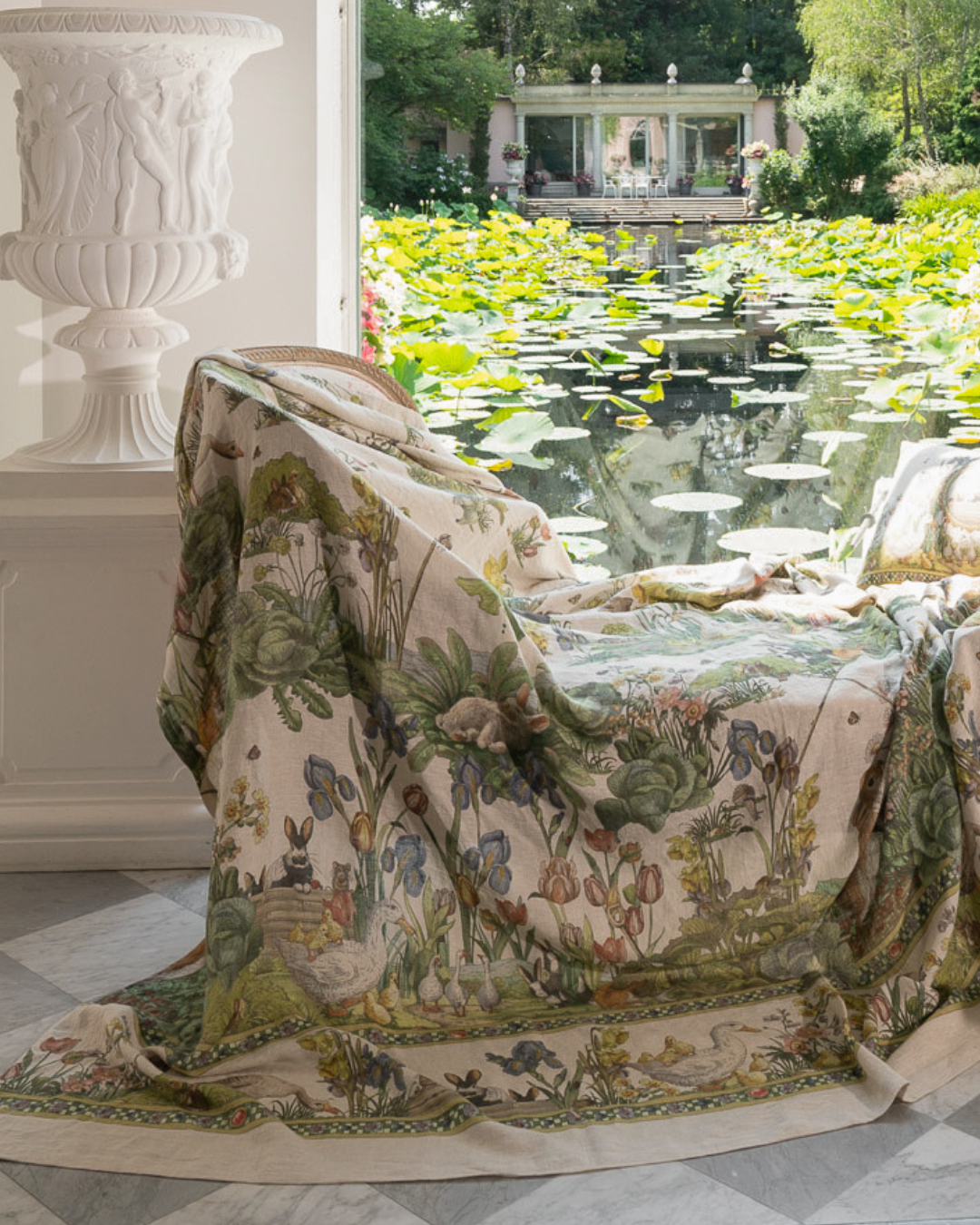 Bunny Blooms Linen Tablecloth