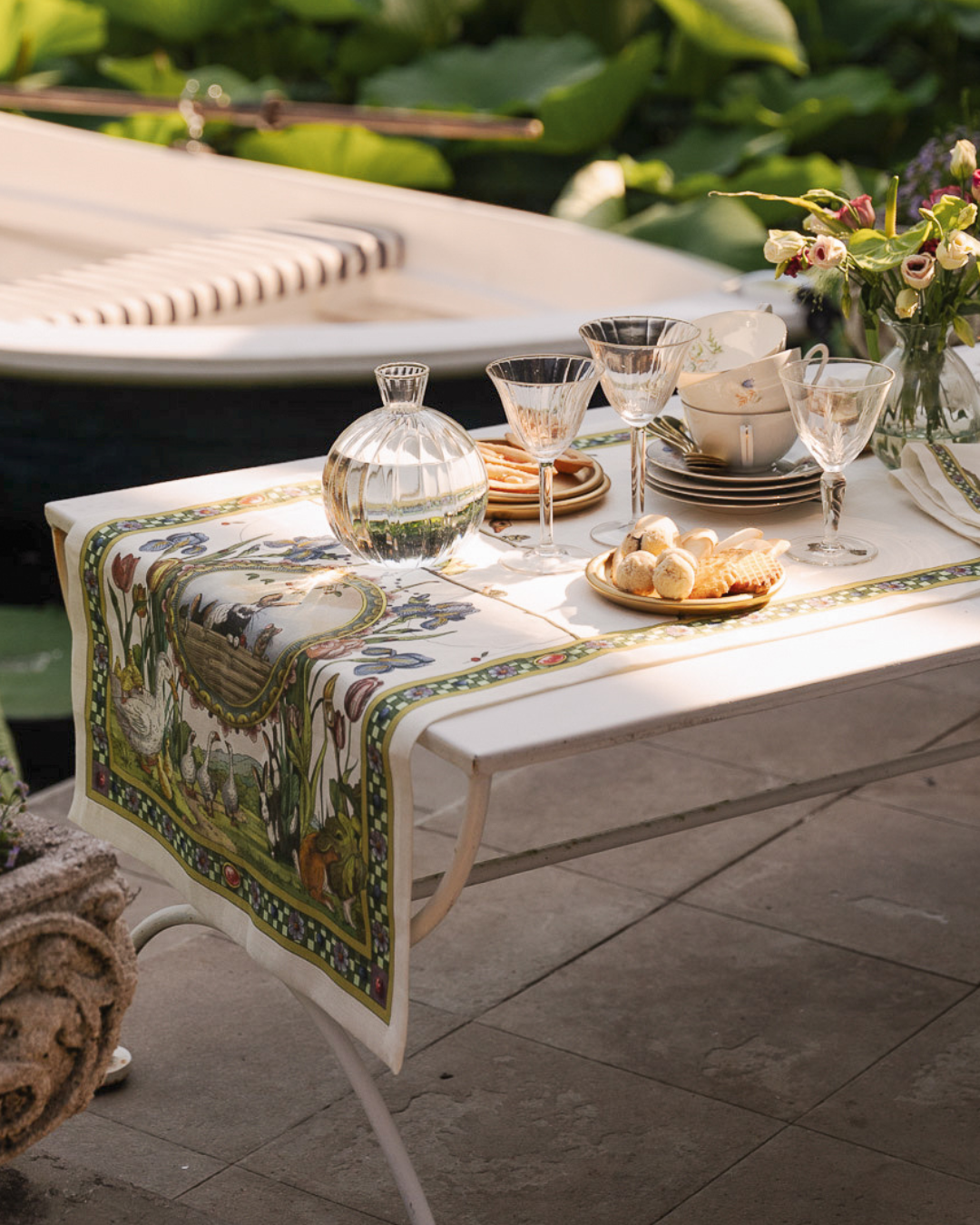 Bunny Blooms Linen Table Runner