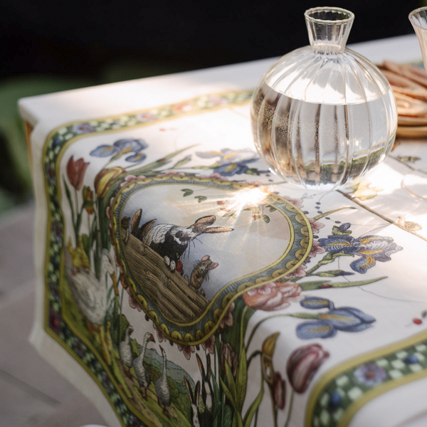 Bunny Blooms Linen Table Runner