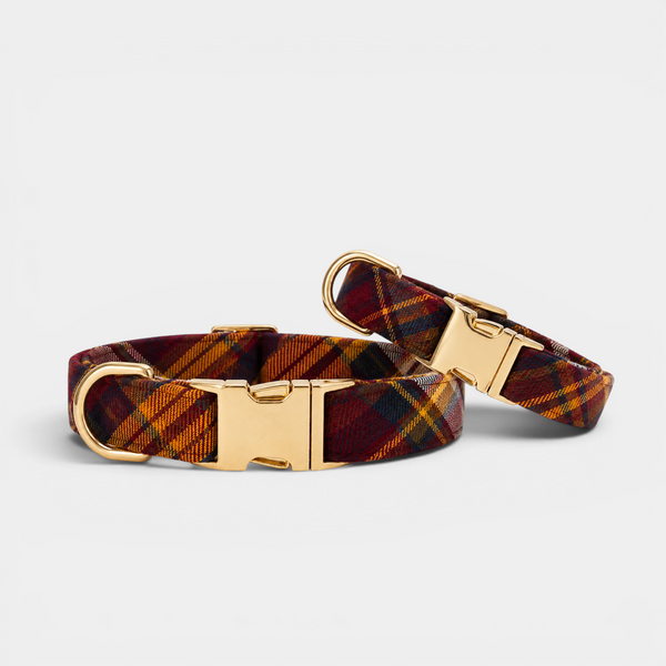 Cranberry Plaid Pup Collar