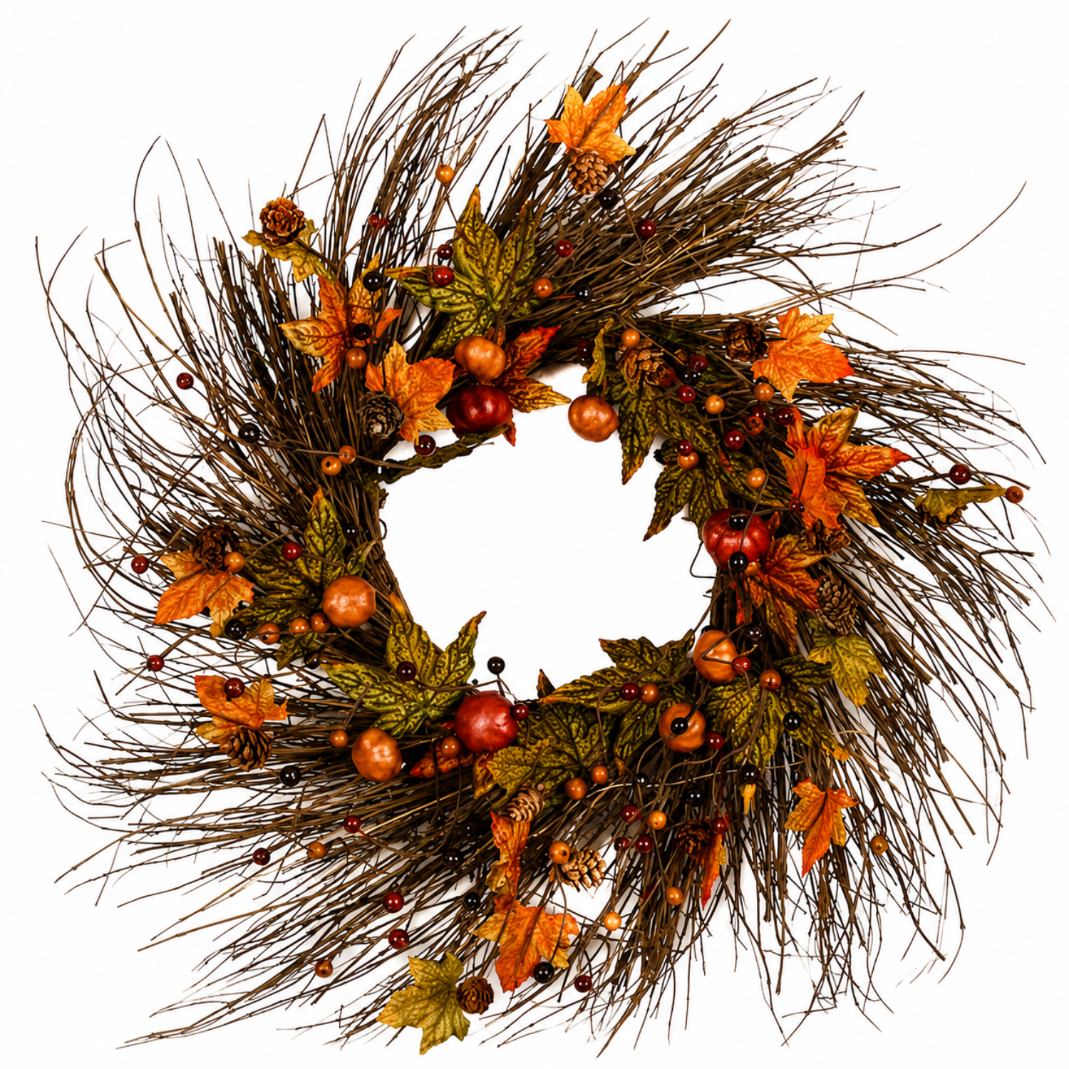 Artificial Autumn Pumpkin Orchard 20" Wreath