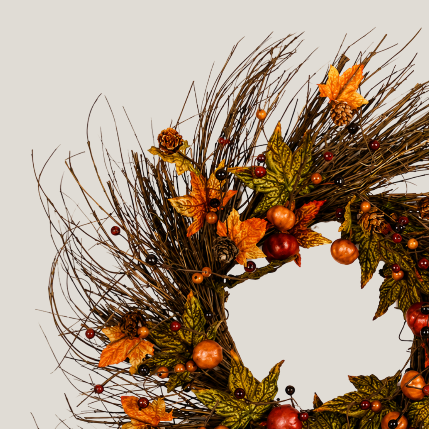 Artificial Autumn Pumpkin Orchard 20" Wreath