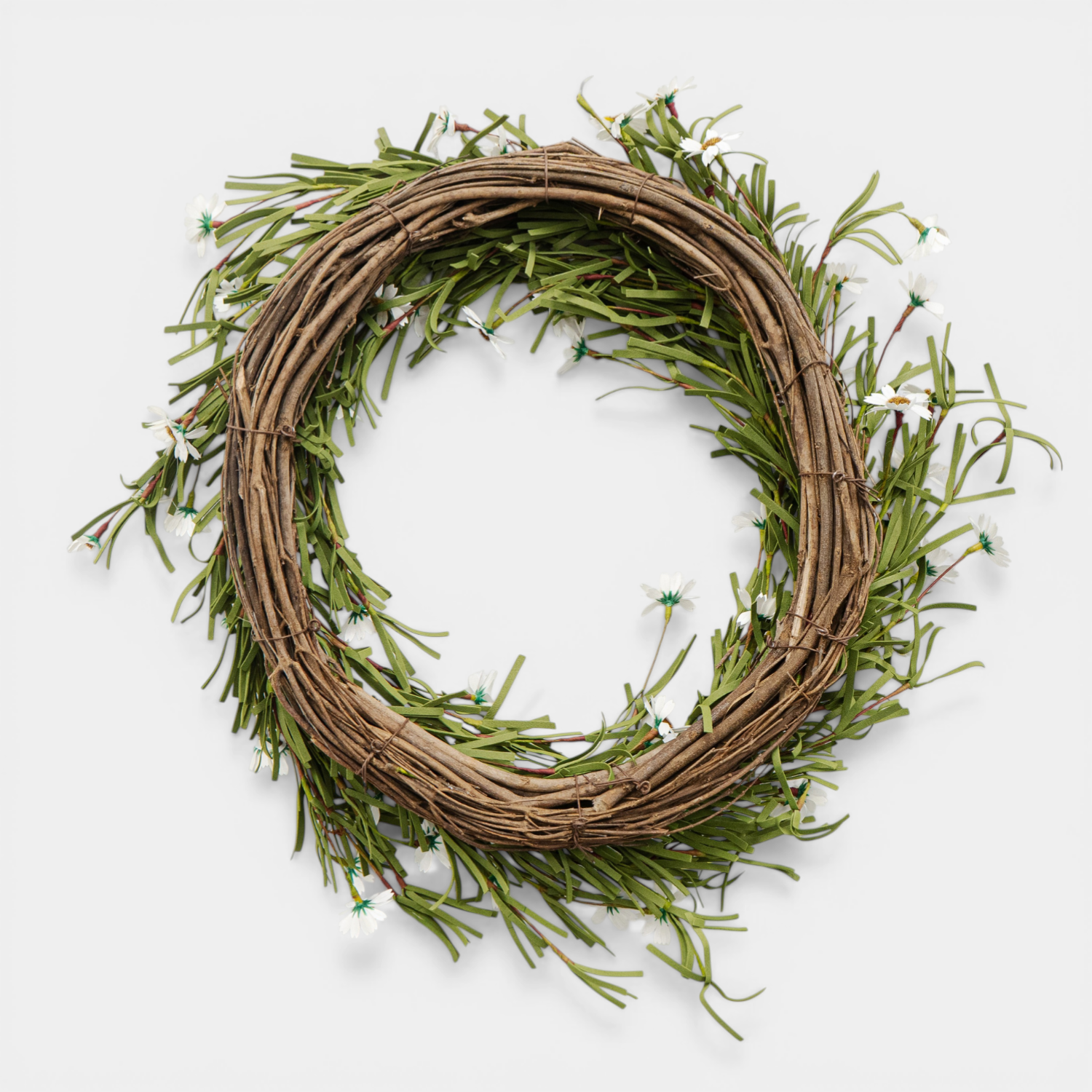 Artificial Rustic White Daisy 18" Wreath