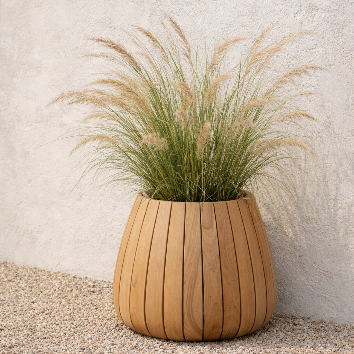 Plank 20" Round Teak Planter