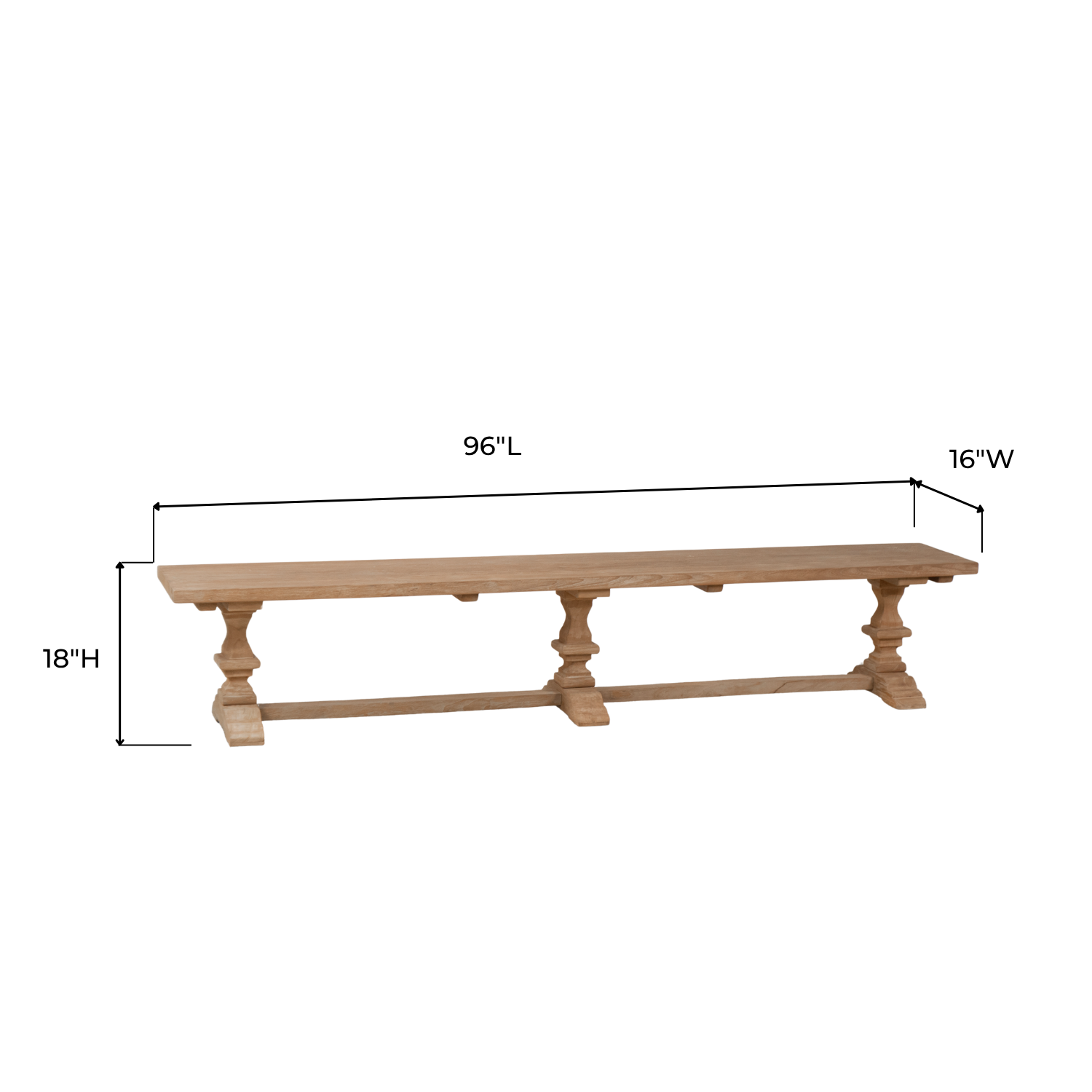Mirabel 96" Teak Solid-Top 3pc Dining Set