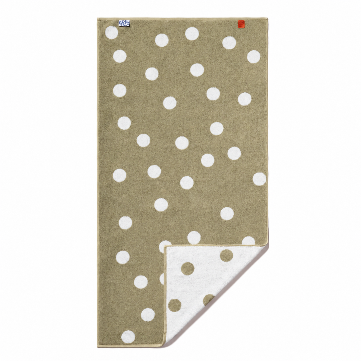 Dotty Cotton Bath Towel - Khaki/White