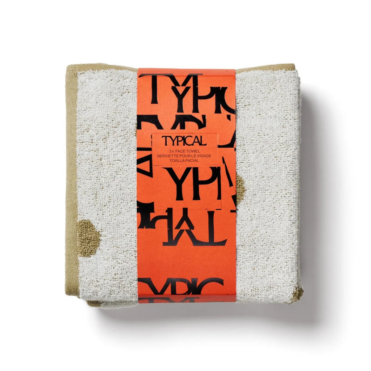 Dotty Cotton Face Towel (Set of 3) - Khaki/White