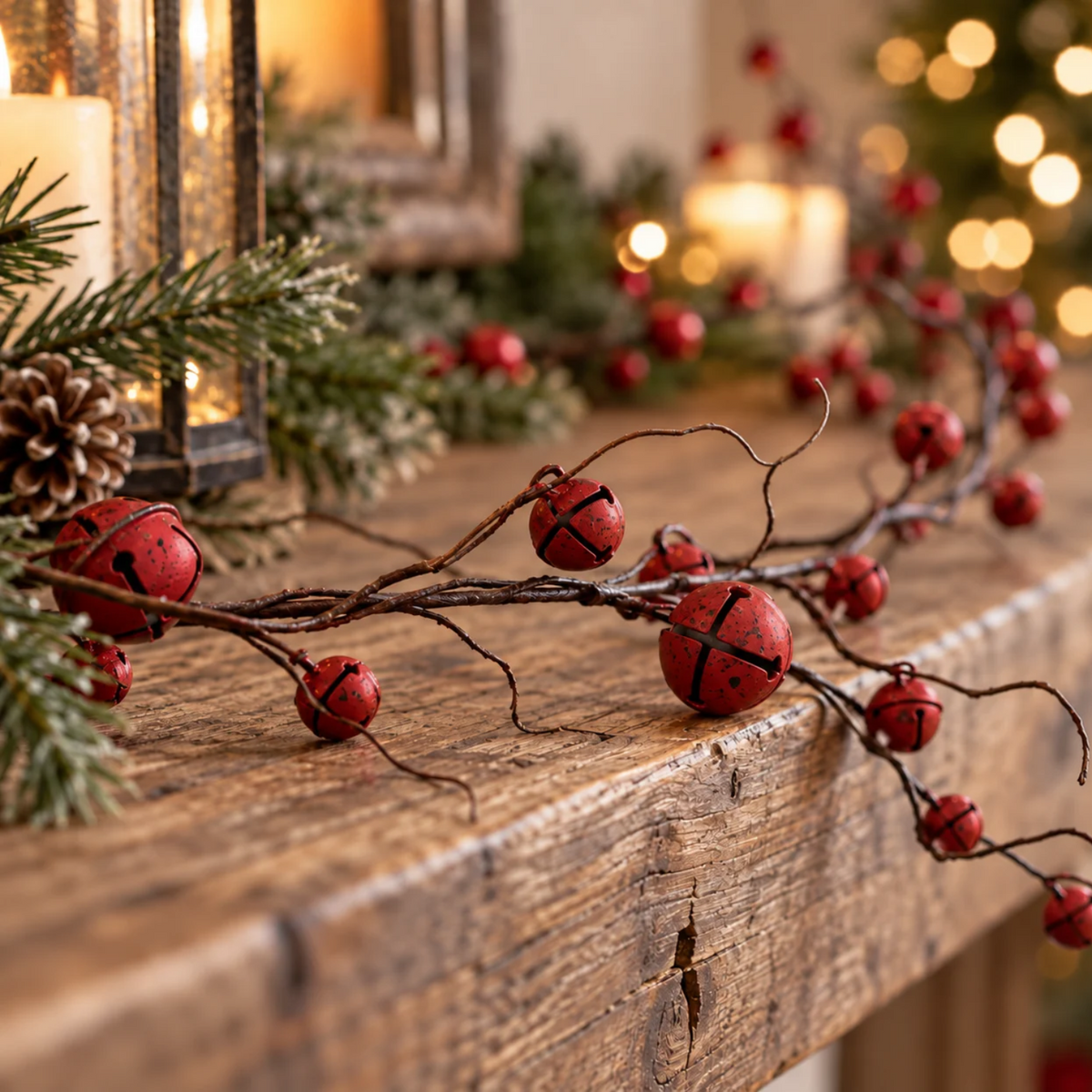 Curly Cranberry Bells 5ft Holiday Garland