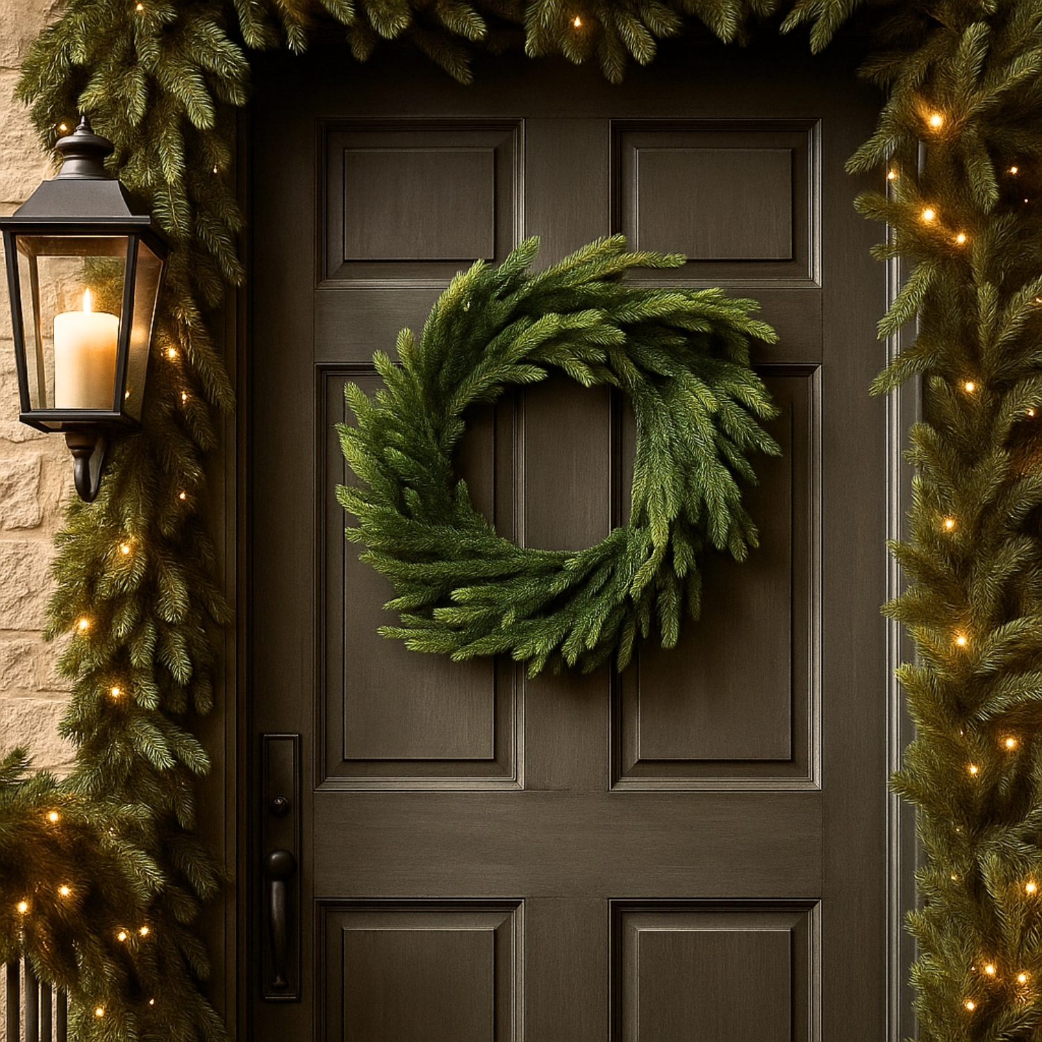 Artificial Real Touch Spruce Indoor/Outdoor 26" Wreath