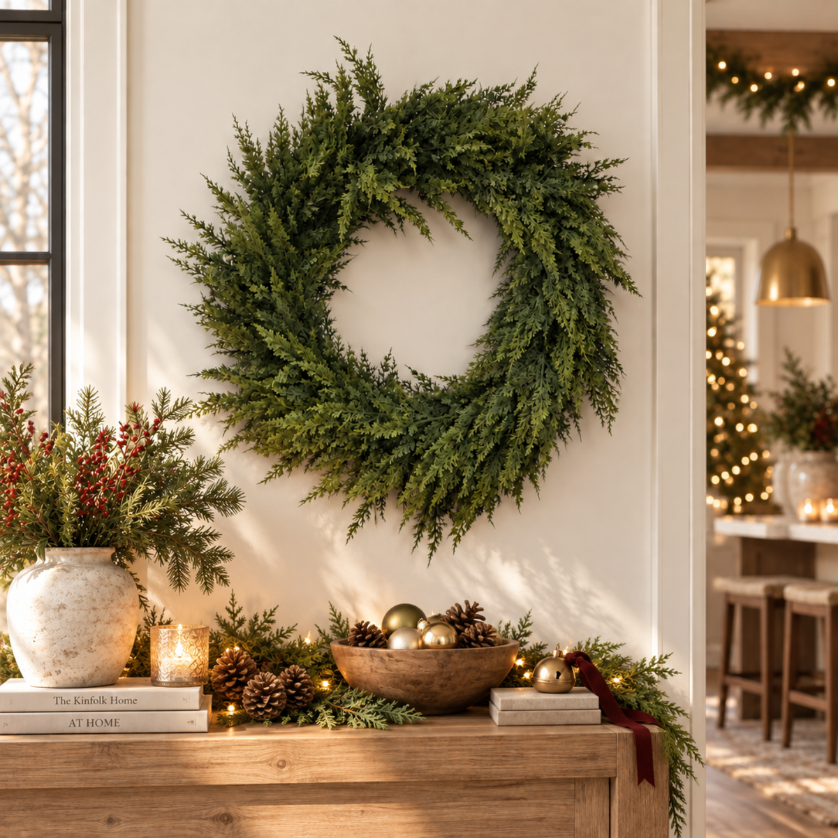 Artificial 29" Fresh Touch Cedar Wreath