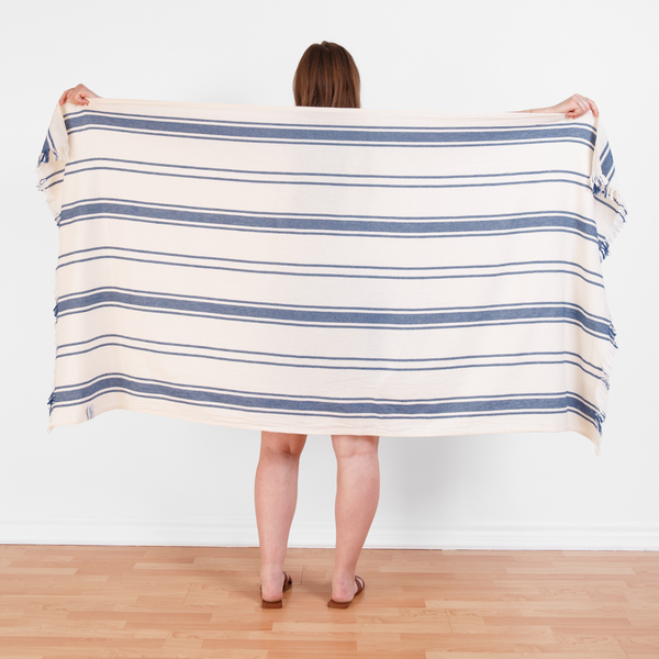 Denim Stripe Turkish Cotton Beach Towel