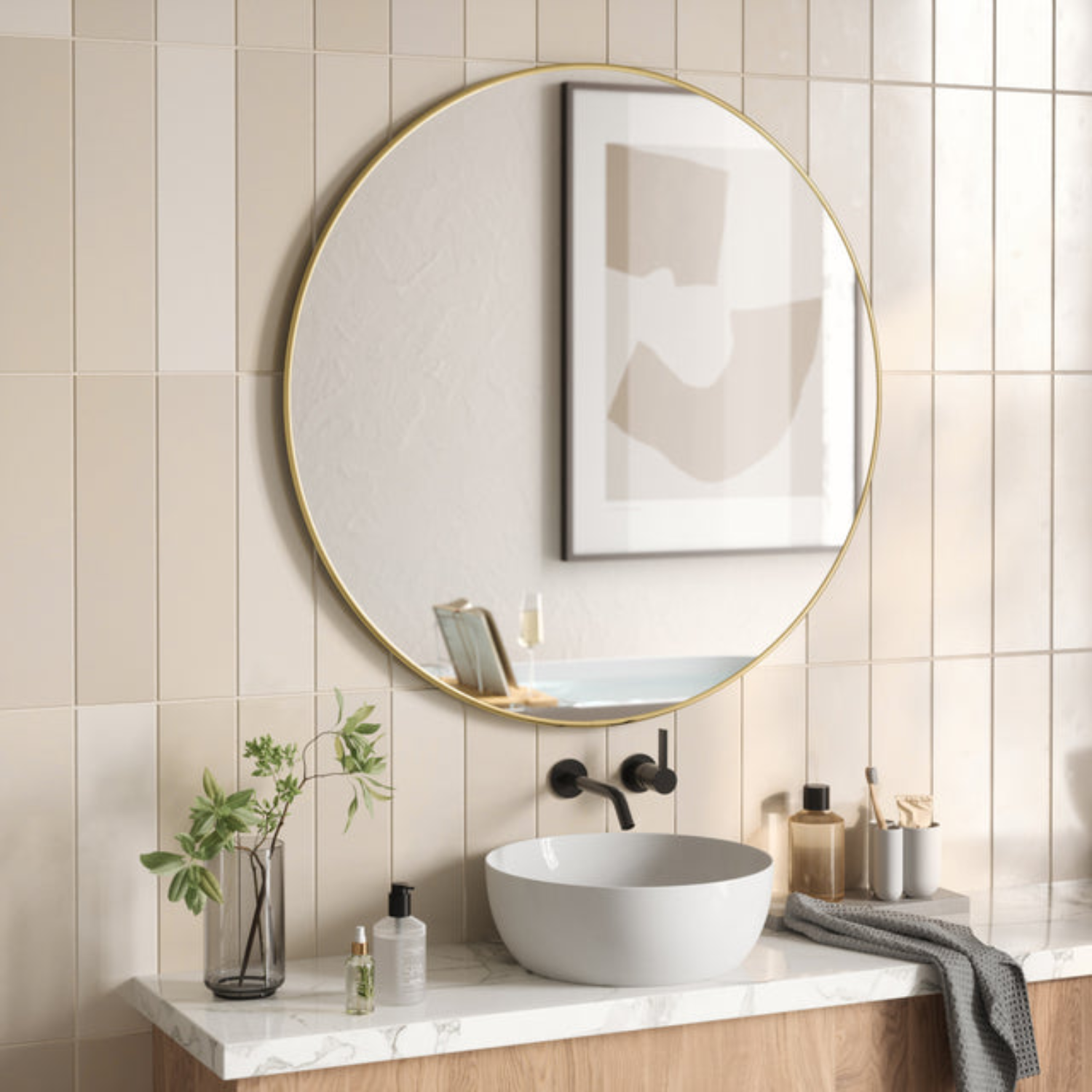 Arc Round Brass Mirror