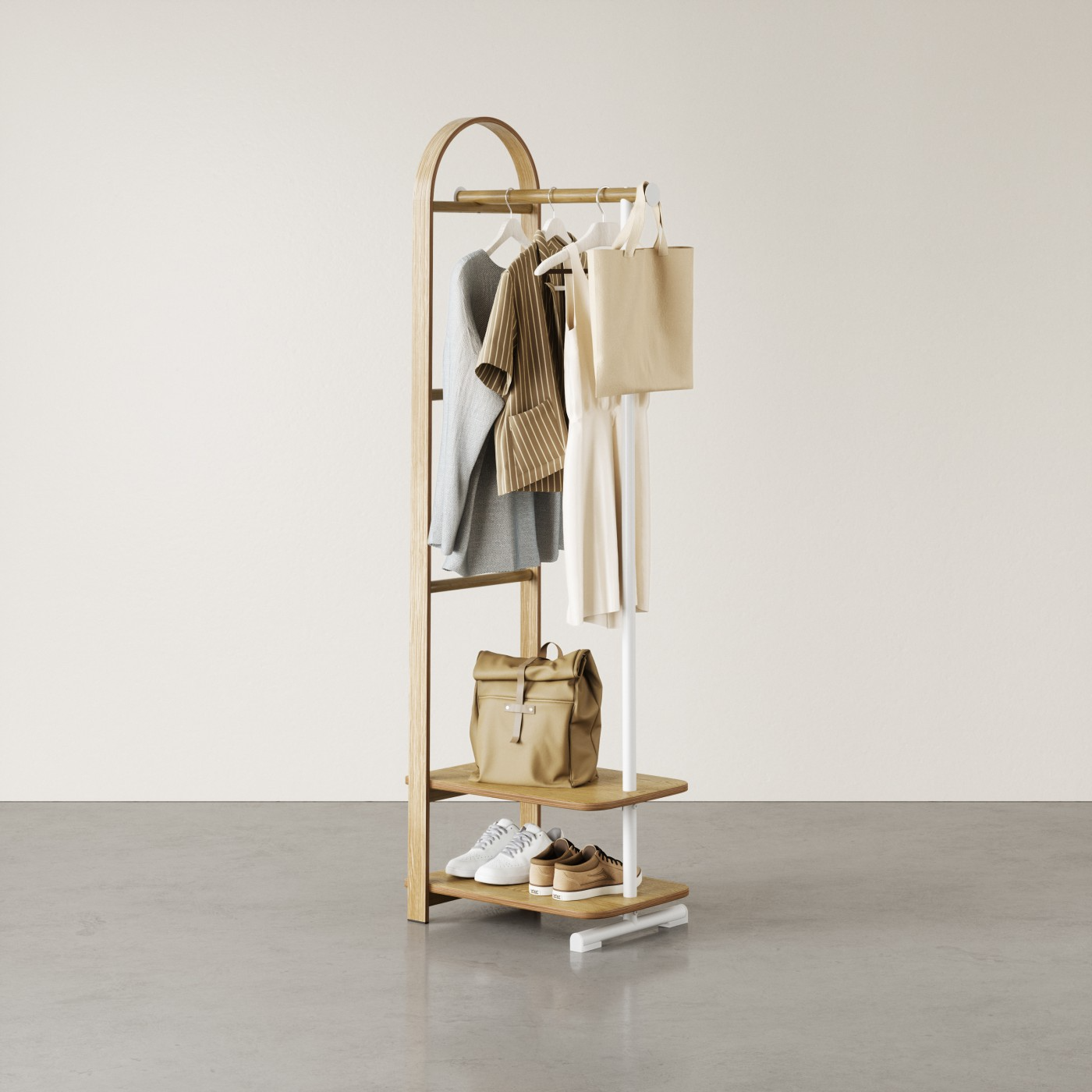 White/Natural Coat Storage Rack