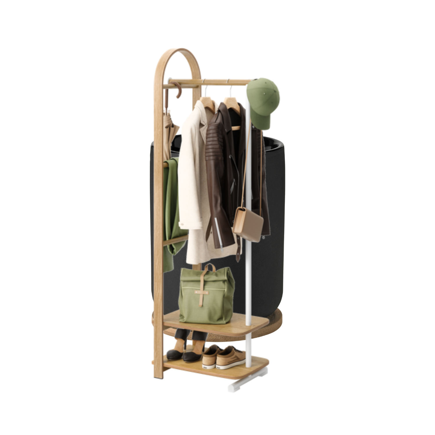 White/Natural Coat Storage Rack