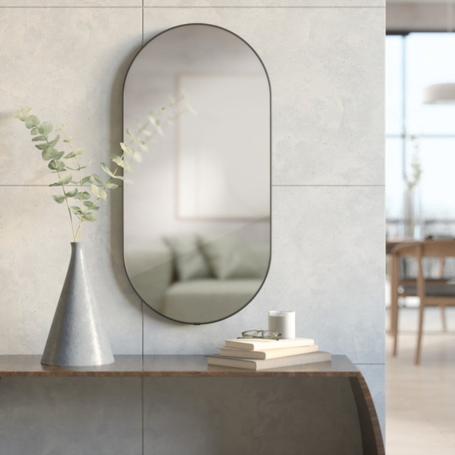 Arc Oval Brass Mirror