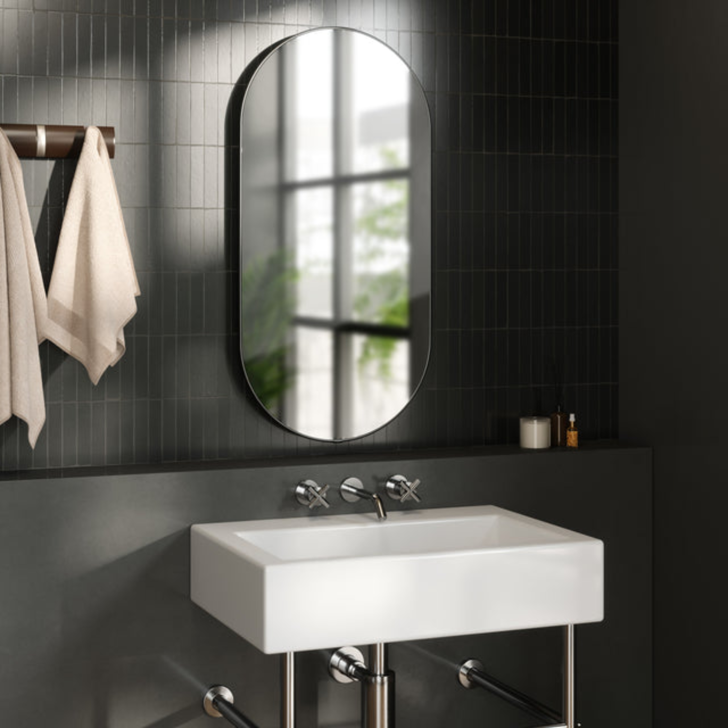 Arc Oval Brass Mirror