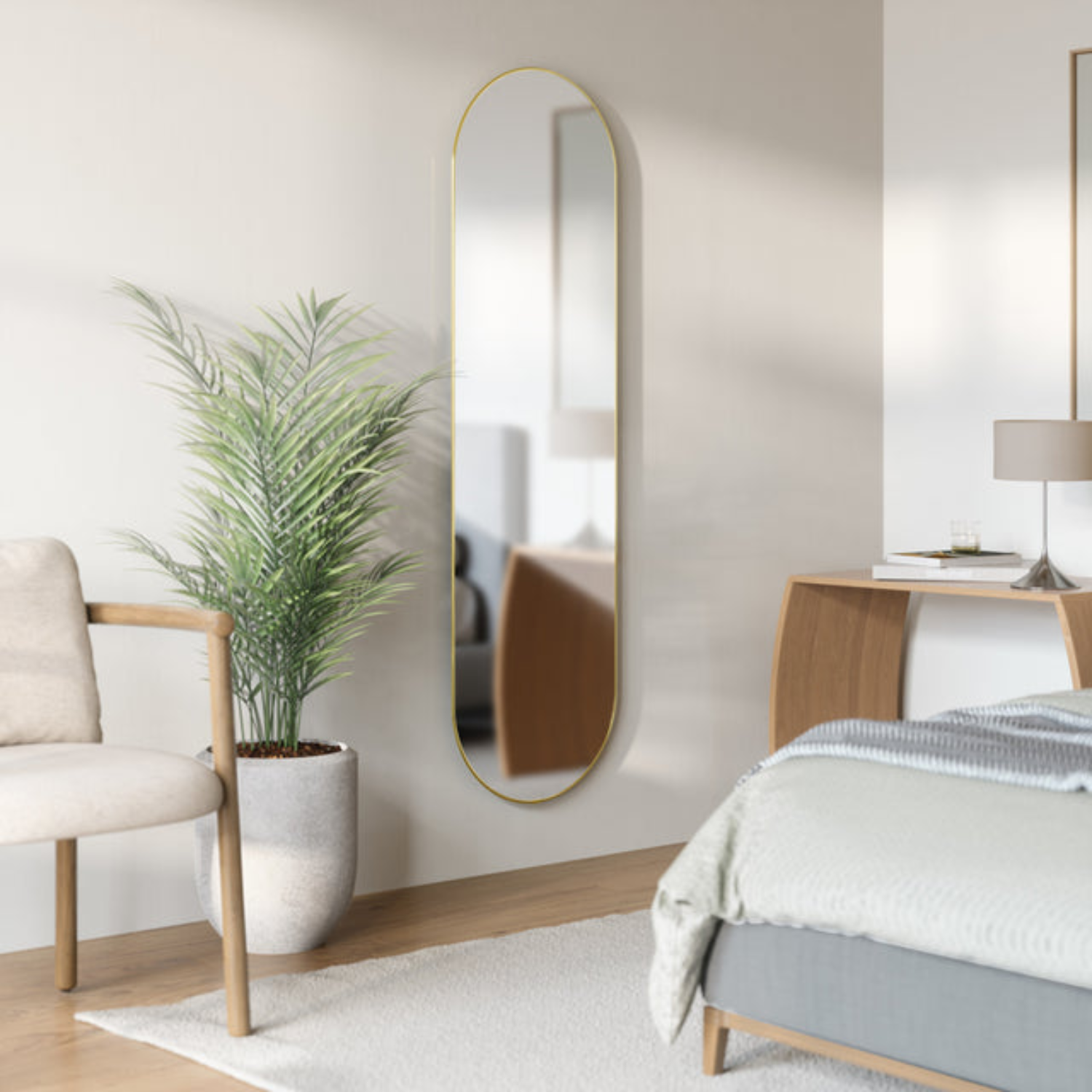 Arc Full Length Oval Brass Mirror