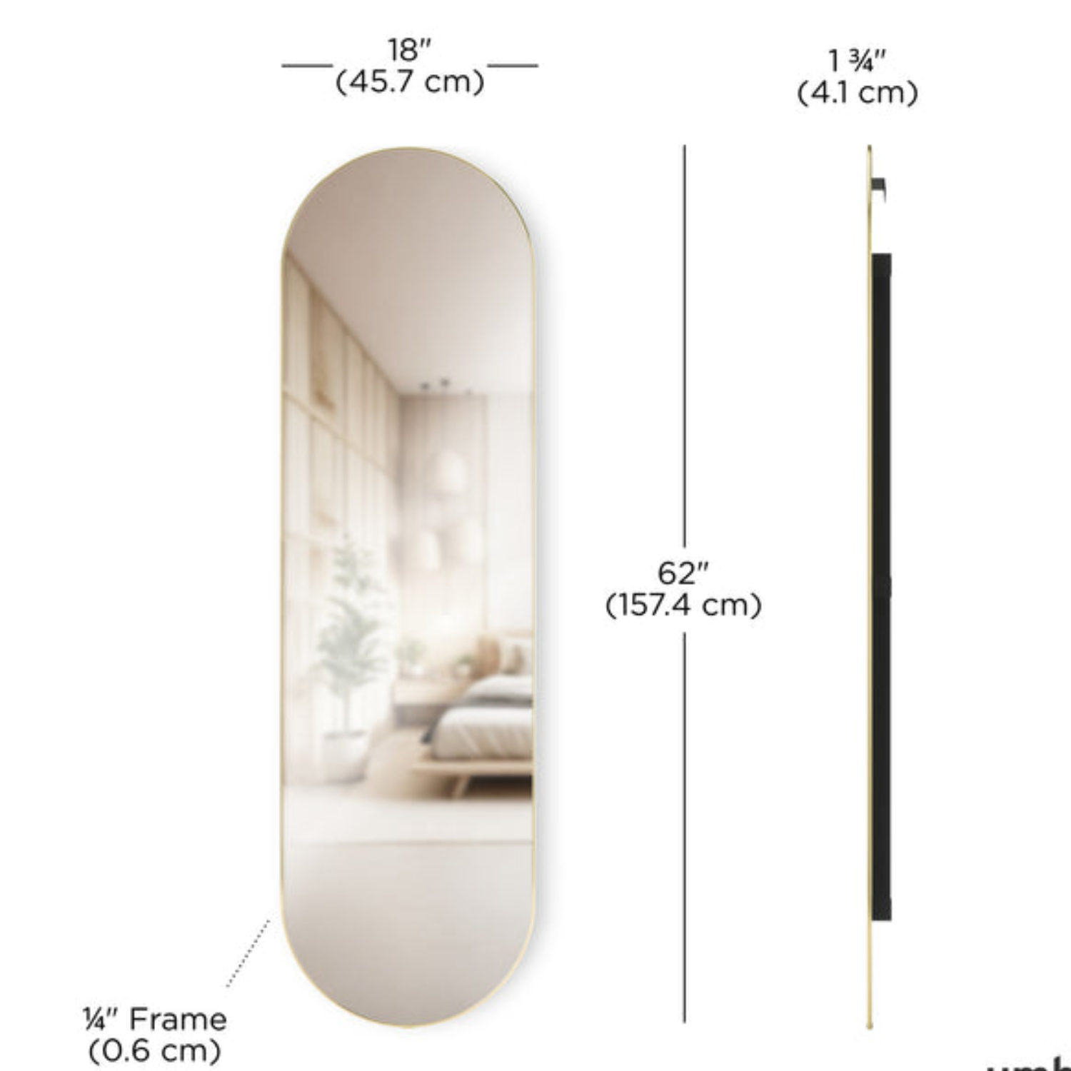 Arc Full Length Oval Brass Mirror