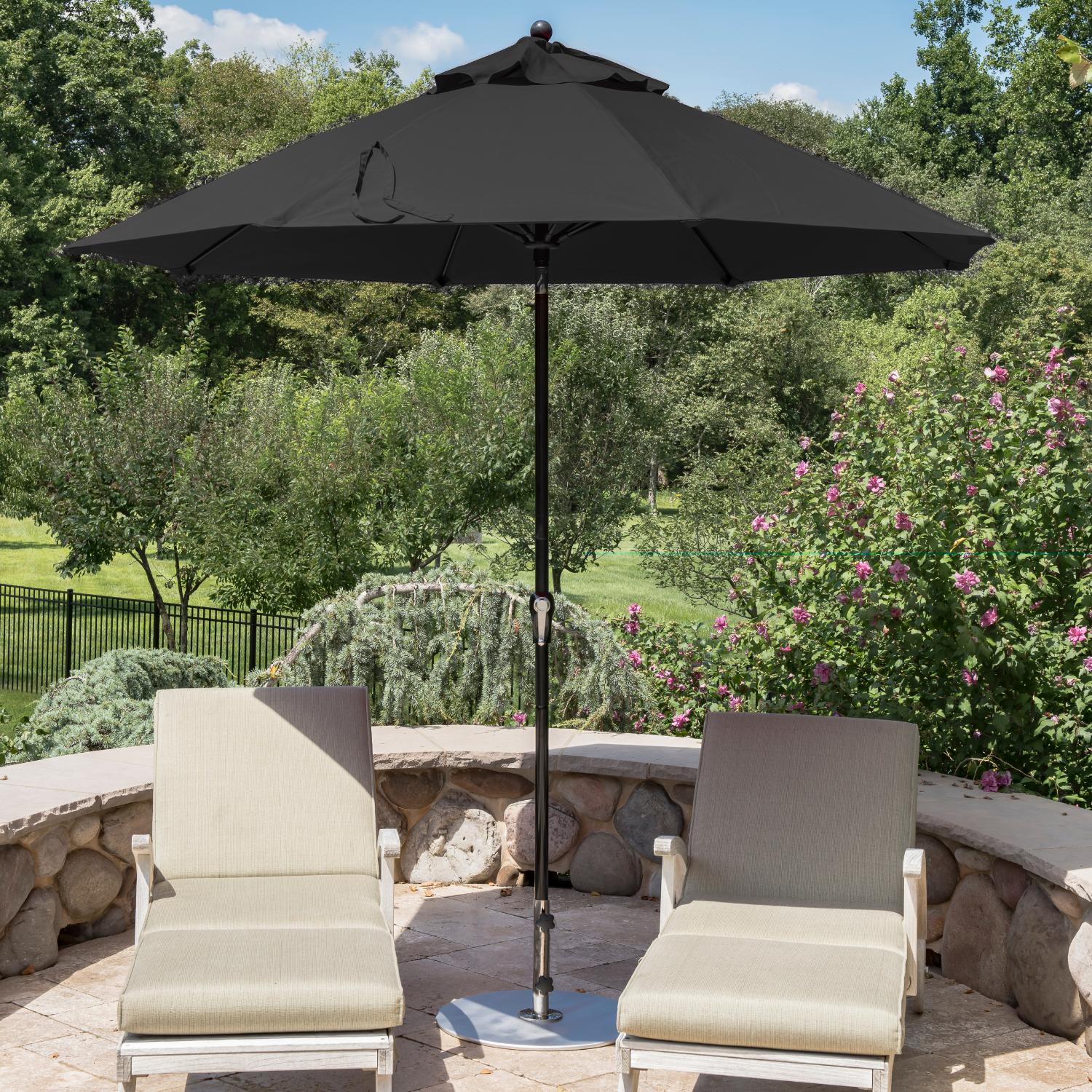 Fiberglass 9' Octagon Auto-Tilt Market Umbrella w/ Carbon Frame