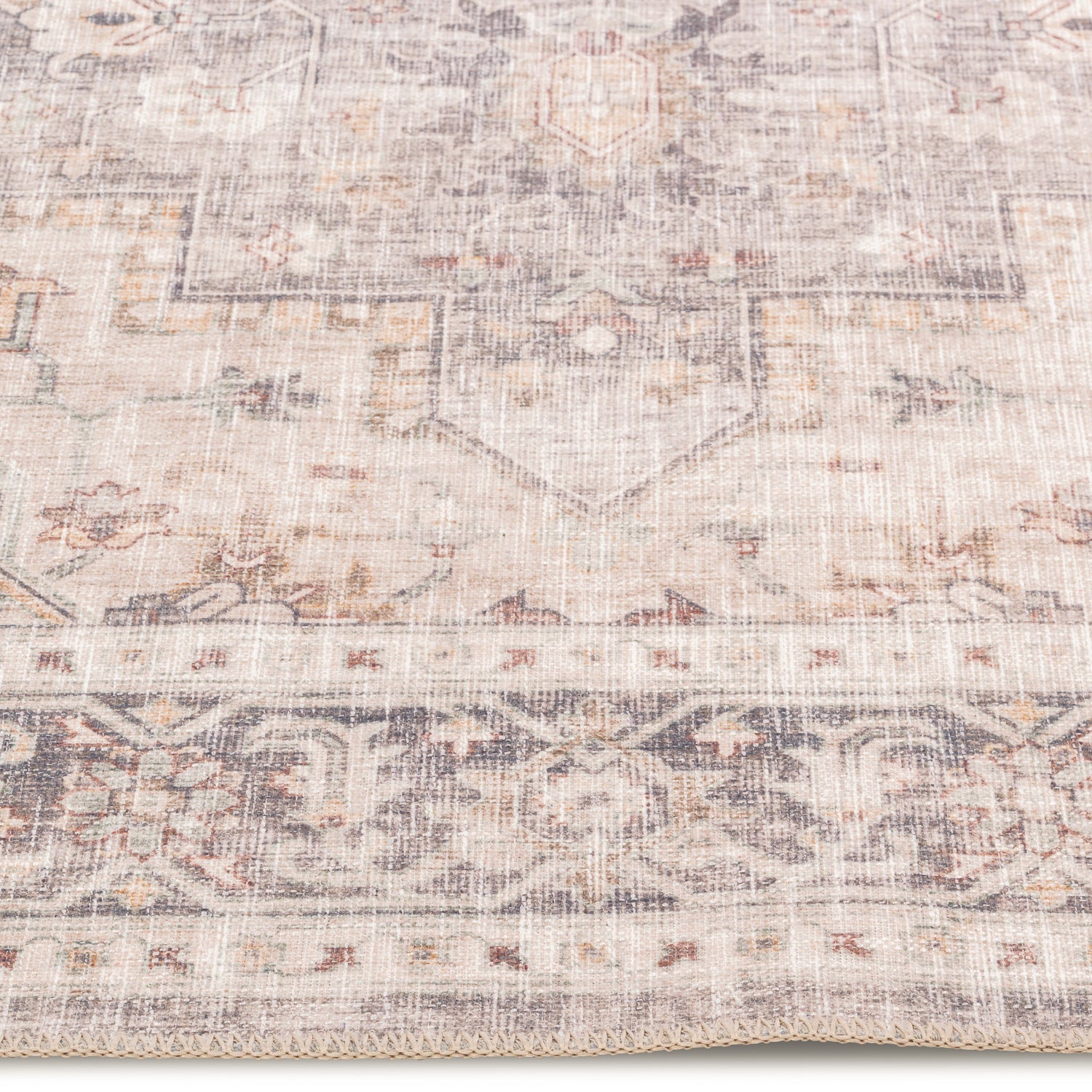 Distressed Chateau Bloom Multi/Blue/Brown/Grey Washable Rug