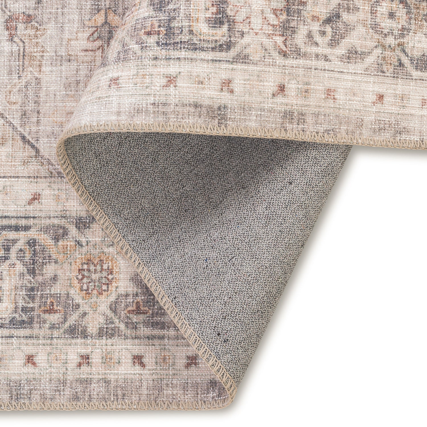 Distressed Chateau Bloom Multi/Blue/Brown/Grey Washable Rug