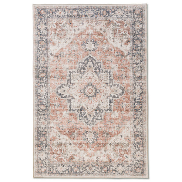 Distressed Medallion Multi/Burgundy Washable Rug